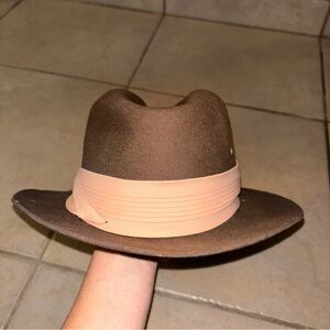 Vintage Bollman Designer Collection Safari Wool Felt Fedora Hat Satin Lining